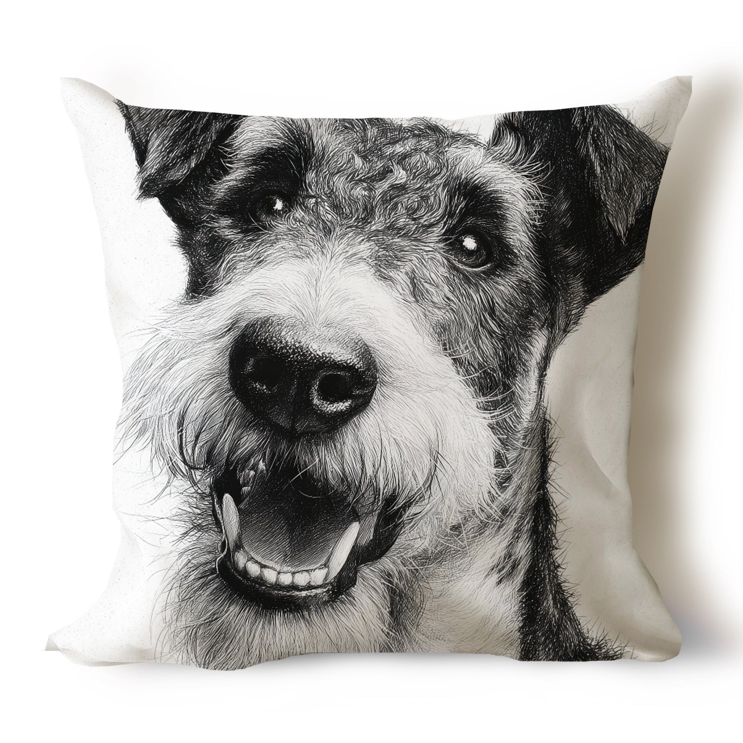Airedale Terrier Pencil Sketch Artwork Throw Pillow Covers