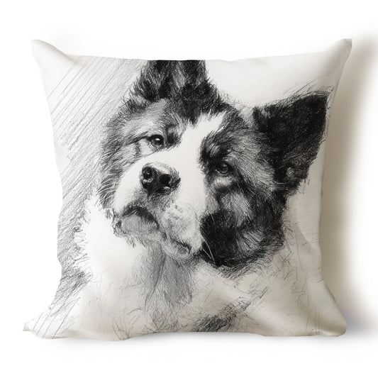 Akita Pencil Sketch Artwork Throw Pillow Covers