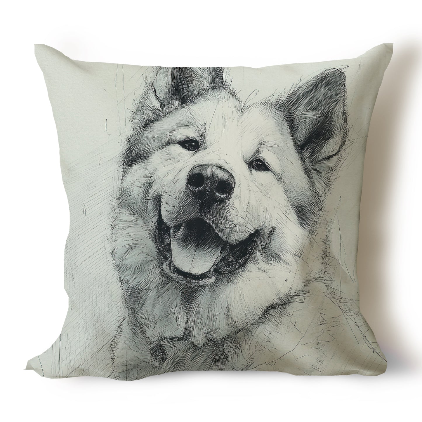 Akita Pencil Sketch Artwork Throw Pillow Covers
