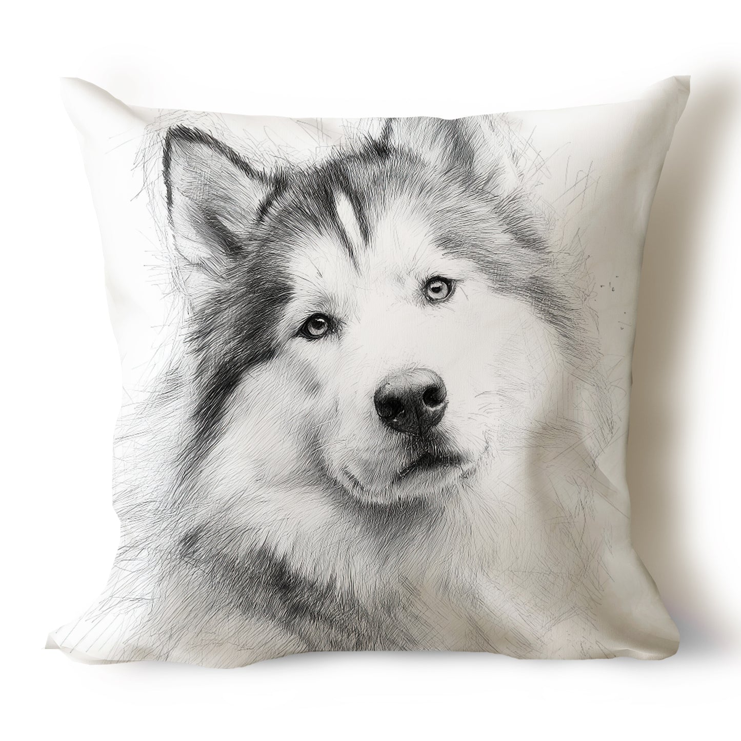 Alaskan Malamute Pencil Sketch Artwork Throw Pillow Covers