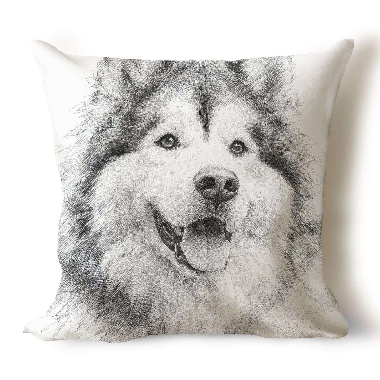 Alaskan Malamute Pencil Sketch Artwork Throw Pillow Covers