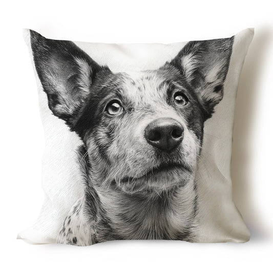 Australian Cattle Dog | Blue Heeler Pencil Sketch Artwork Throw Pillow Covers