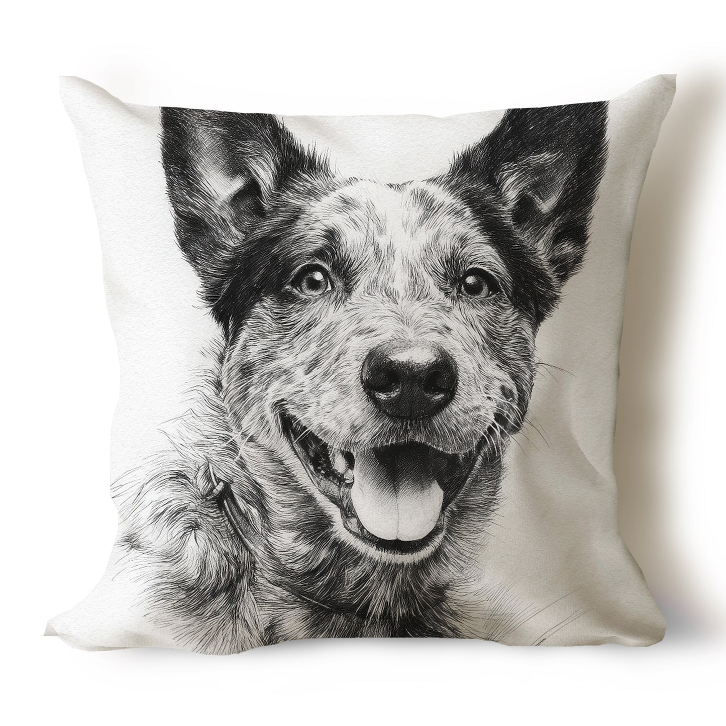 Australian Cattle Dog | Blue Heeler Pencil Sketch Artwork Throw Pillow Covers