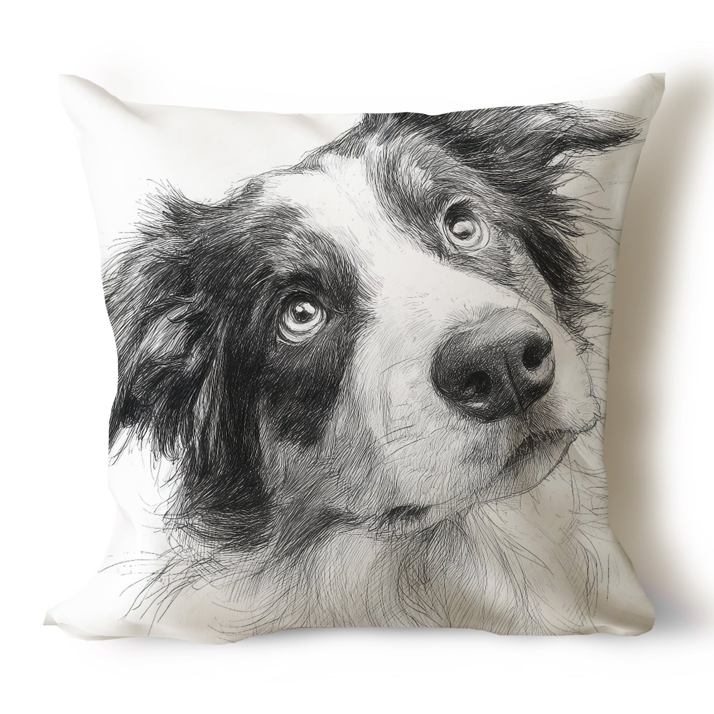 Australian Shepherd Pencil Sketch Artwork Throw Pillow Covers