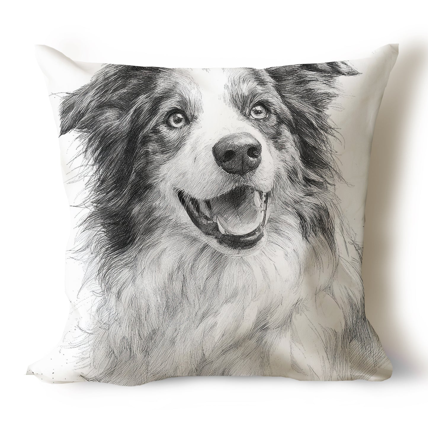 Australian Shepherd Pencil Sketch Artwork Throw Pillow Covers