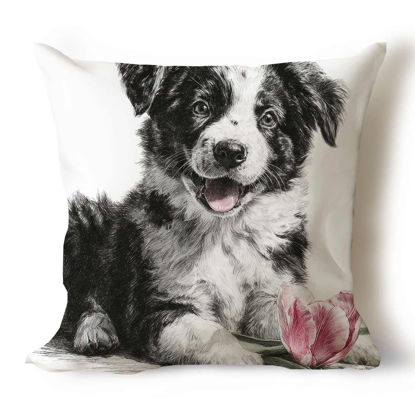 Australian Shepherd Pencil Sketch Artwork Throw Pillow Covers
