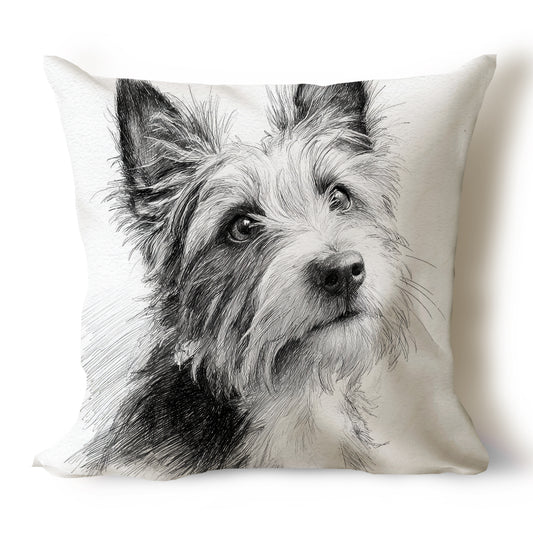 Australian Terrier Pencil Sketch Artwork Throw Pillow Covers
