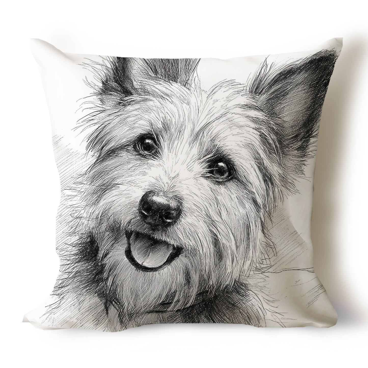 Australian Terrier Pencil Sketch Artwork Throw Pillow Covers