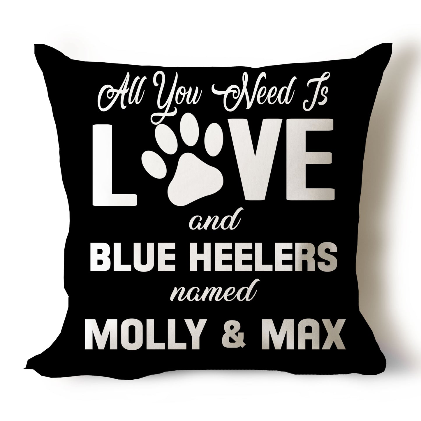 .All You Need Is Love & Dog Breed Named Dog Name Throw Pillow Covers (Single & Multiple Dogs)
