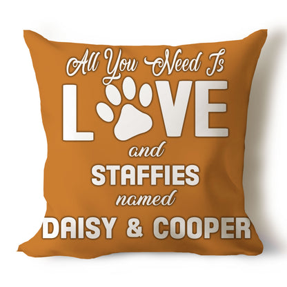 .All You Need Is Love & Dog Breed Named Dog Name Throw Pillow Covers (Single & Multiple Dogs)