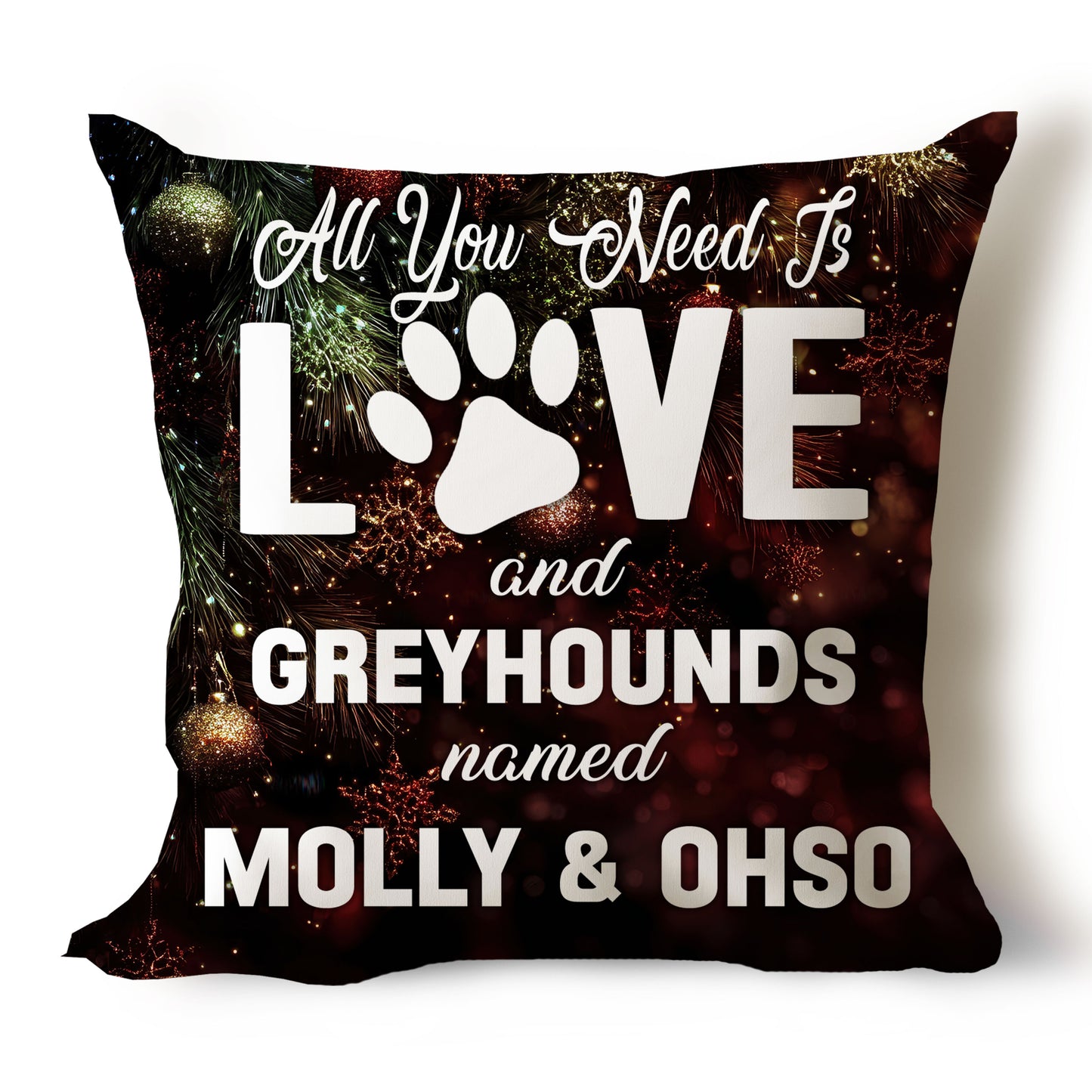 .All You Need Is Love & Dog Breed Named Dog Name Throw Pillow Covers (Single & Multiple Dogs)