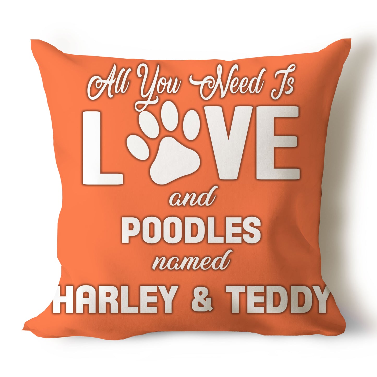 .All You Need Is Love & Dog Breed Named Dog Name Throw Pillow Covers (Single & Multiple Dogs)