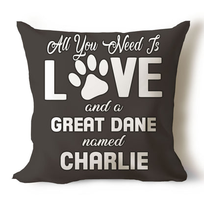 .All You Need Is Love & Dog Breed Named Dog Name Throw Pillow Covers (Single & Multiple Dogs)