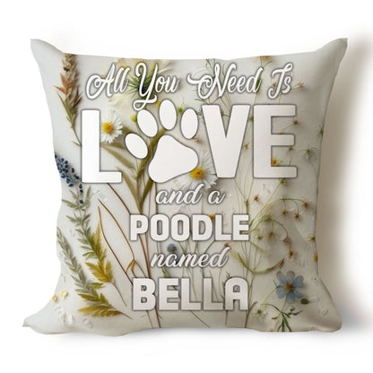 .All You Need Is Love & Dog Breed Named Dog Name Throw Pillow Covers (Single & Multiple Dogs)