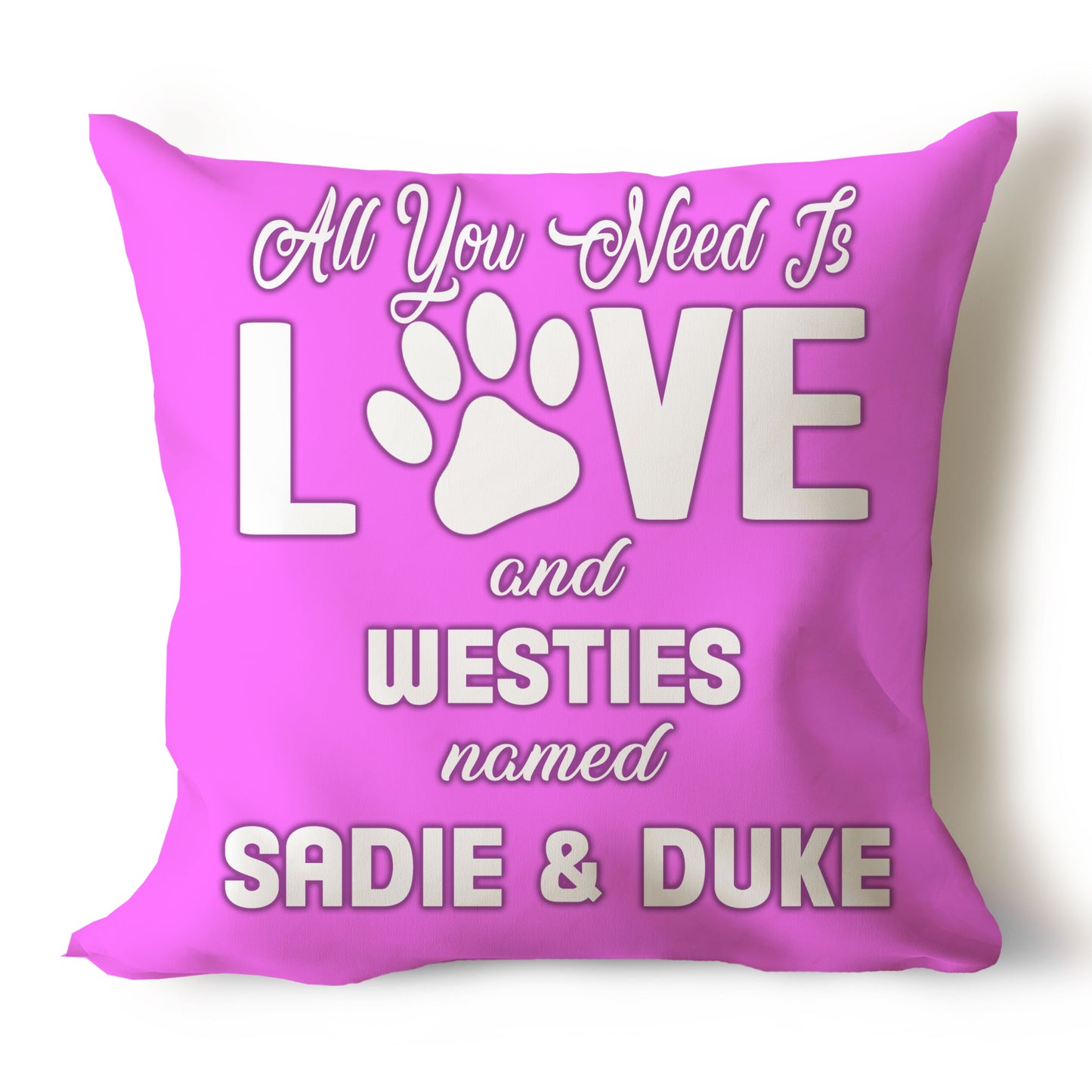 .All You Need Is Love & Dog Breed Named Dog Name Throw Pillow Covers (Single & Multiple Dogs)