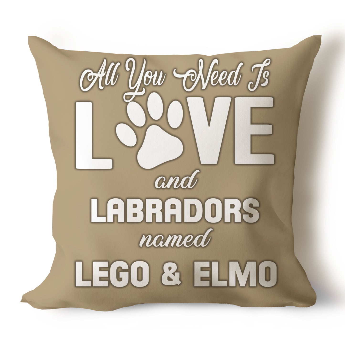 .All You Need Is Love & Dog Breed Named Dog Name Throw Pillow Covers (Single & Multiple Dogs)