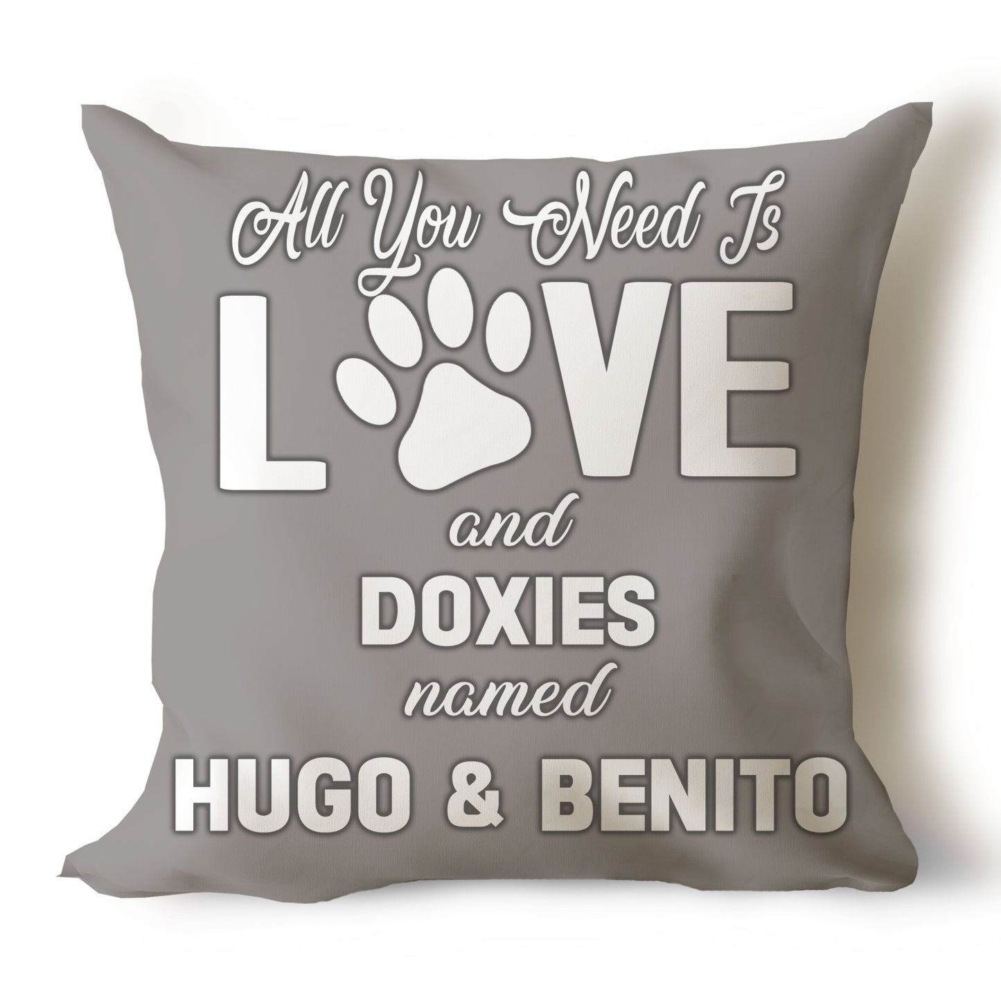 .All You Need Is Love & Dog Breed Named Dog Name Throw Pillow Covers (Single & Multiple Dogs)