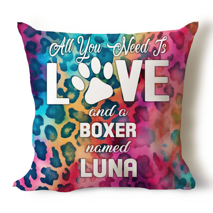 .All You Need Is Love & Dog Breed Named Dog Name Throw Pillow Covers (Single & Multiple Dogs)