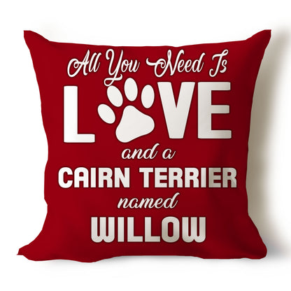 .All You Need Is Love & Dog Breed Named Dog Name Throw Pillow Covers (Single & Multiple Dogs)