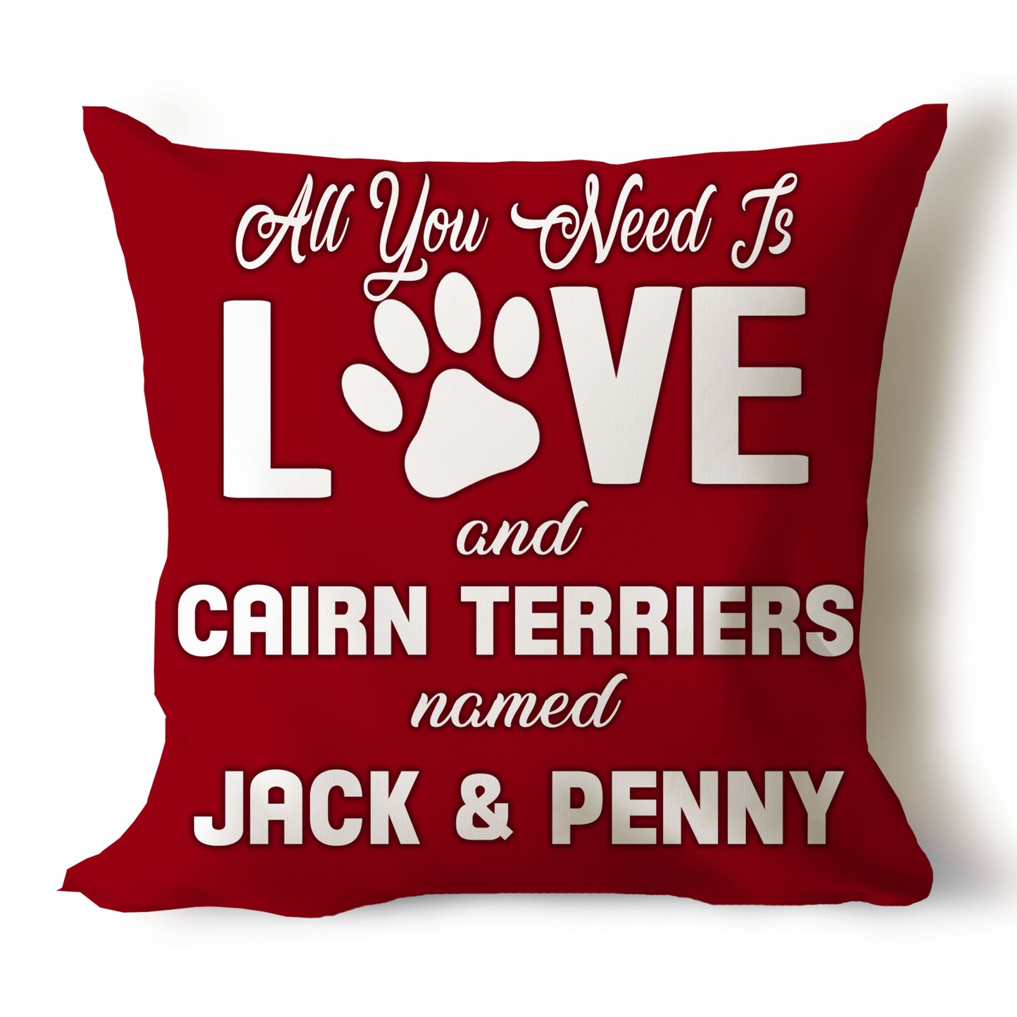 .All You Need Is Love & Dog Breed Named Dog Name Throw Pillow Covers (Single & Multiple Dogs)