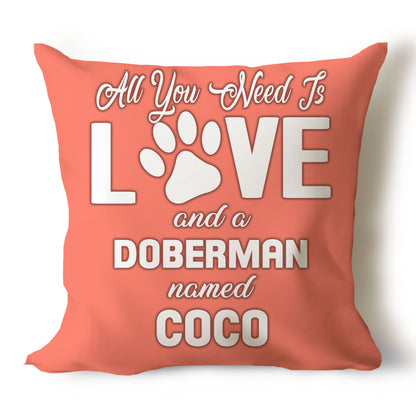 .All You Need Is Love & Dog Breed Named Dog Name Throw Pillow Covers (Single & Multiple Dogs)