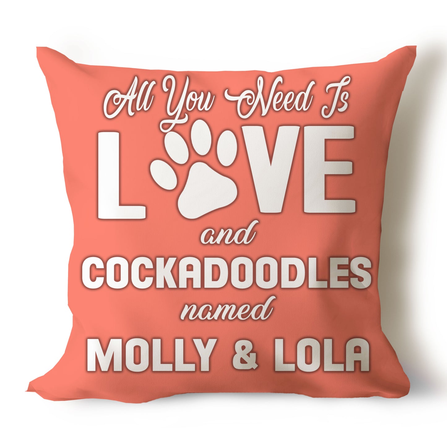 .All You Need Is Love & Dog Breed Named Dog Name Throw Pillow Covers (Single & Multiple Dogs)