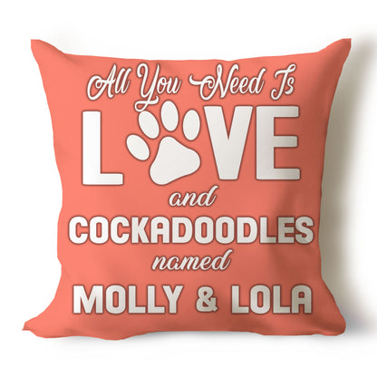 .All You Need Is Love & Dog Breed Named Dog Name Throw Pillow Covers (Single & Multiple Dogs)