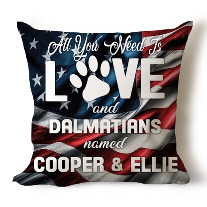 .All You Need Is Love & Dog Breed Named Dog Name Throw Pillow Covers (Single & Multiple Dogs)