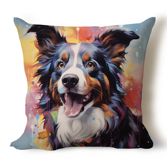 Border Collie Pencil Sketch Artwork Throw Pillow Covers