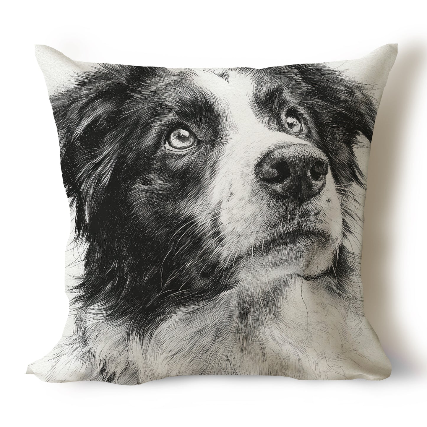 Border Collie Pencil Sketch Artwork Throw Pillow Covers