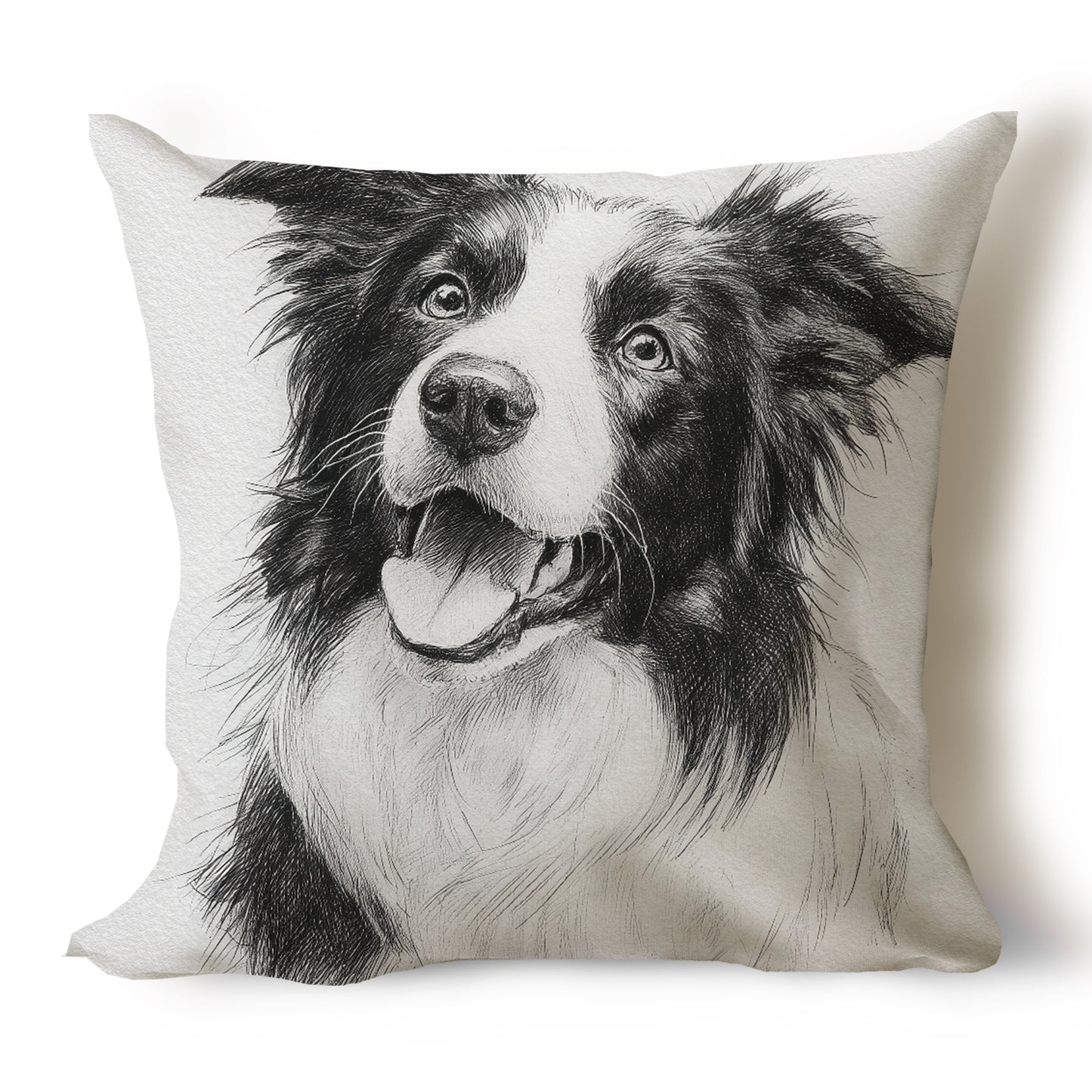 Border Collie Pencil Sketch Artwork Throw Pillow Covers
