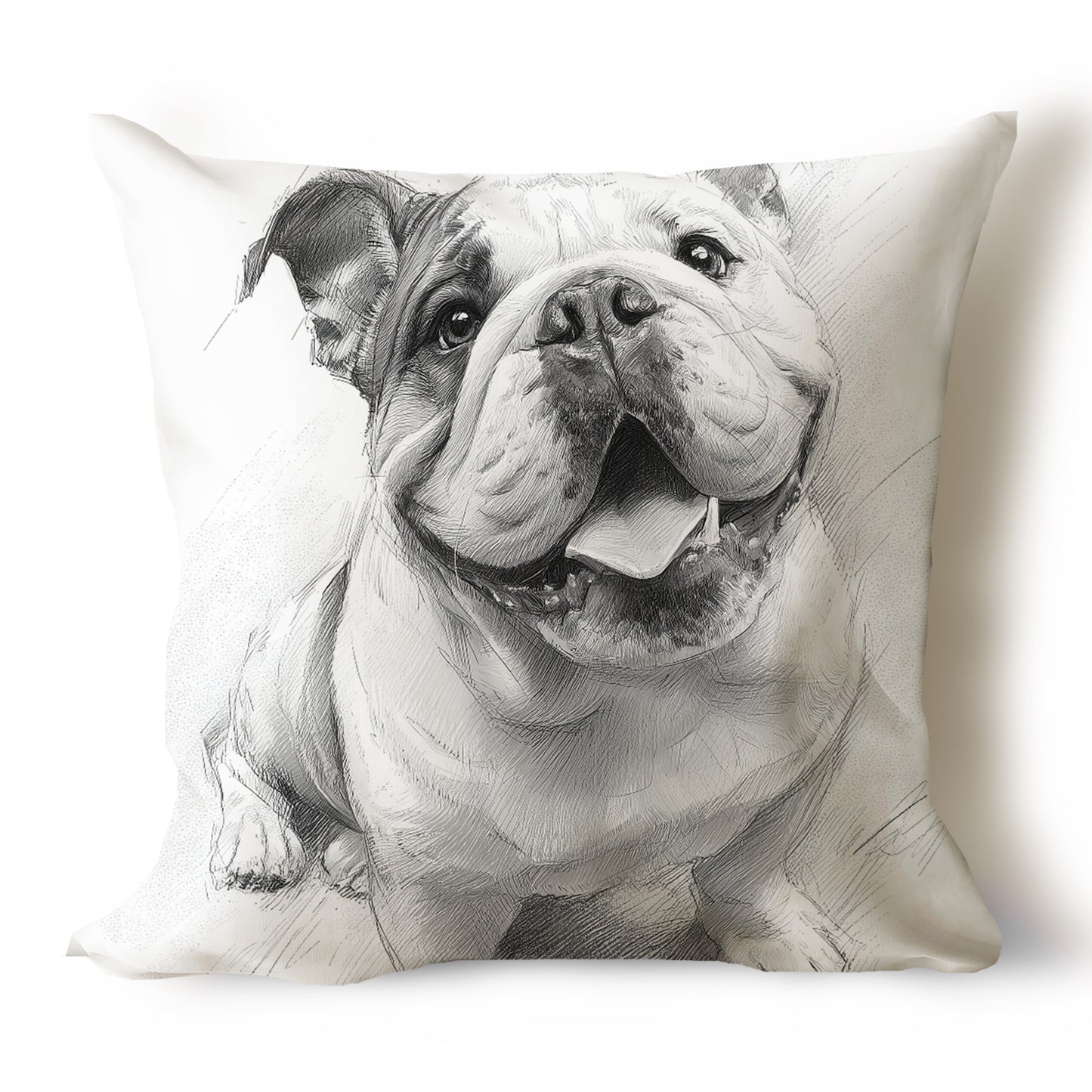 Bulldog Pencil Sketch Artwork Throw Pillow Covers
