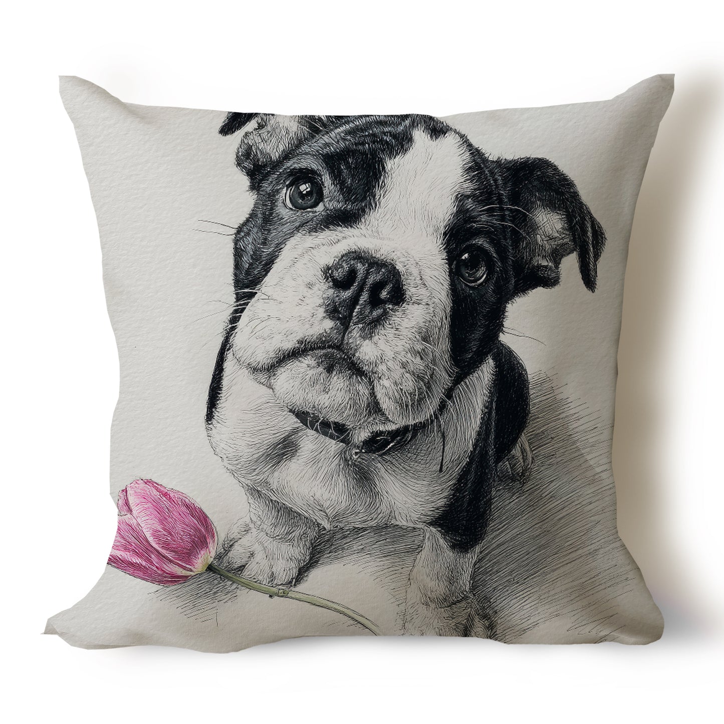 Bulldog Pencil Sketch Artwork Throw Pillow Covers
