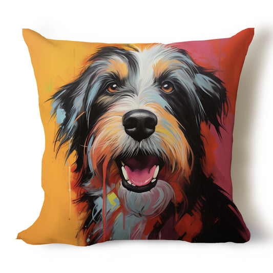 Bearded Collie Pencil Sketch Artwork Throw Pillow Covers