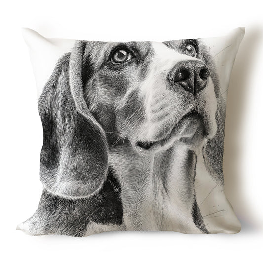 Beagle Pencil Sketch Artwork Throw Pillow Covers