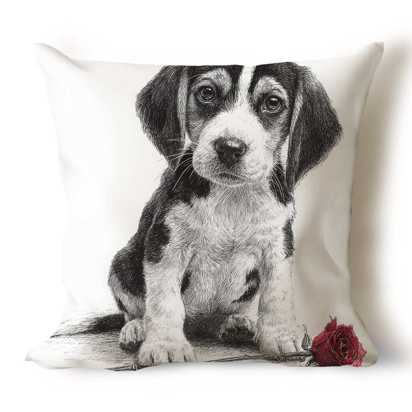 Beagle Pencil Sketch Artwork Throw Pillow Covers