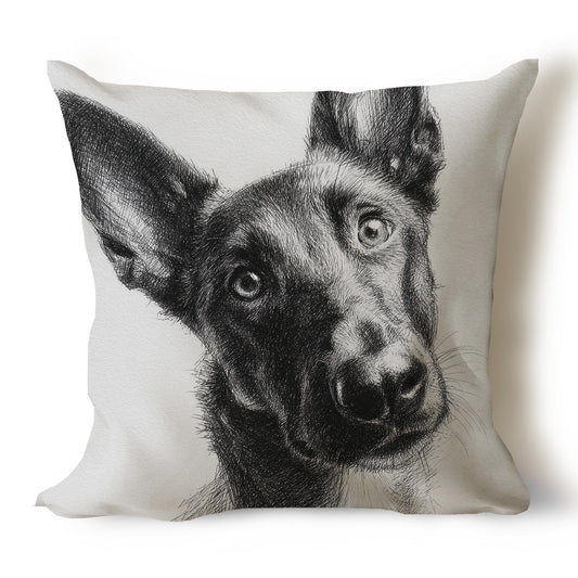 Belgian Malinois Pencil Sketch Artwork Throw Pillow Covers
