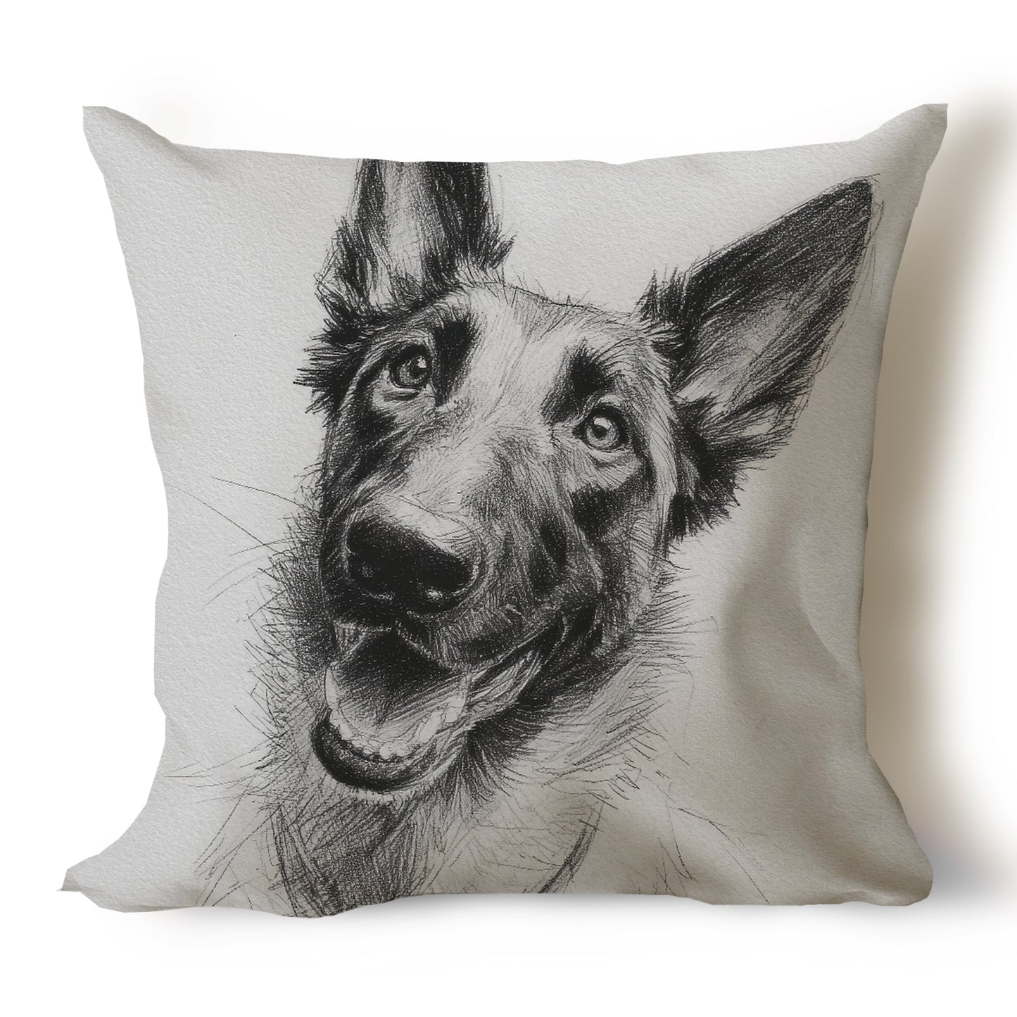 Belgian Malinois Pencil Sketch Artwork Throw Pillow Covers