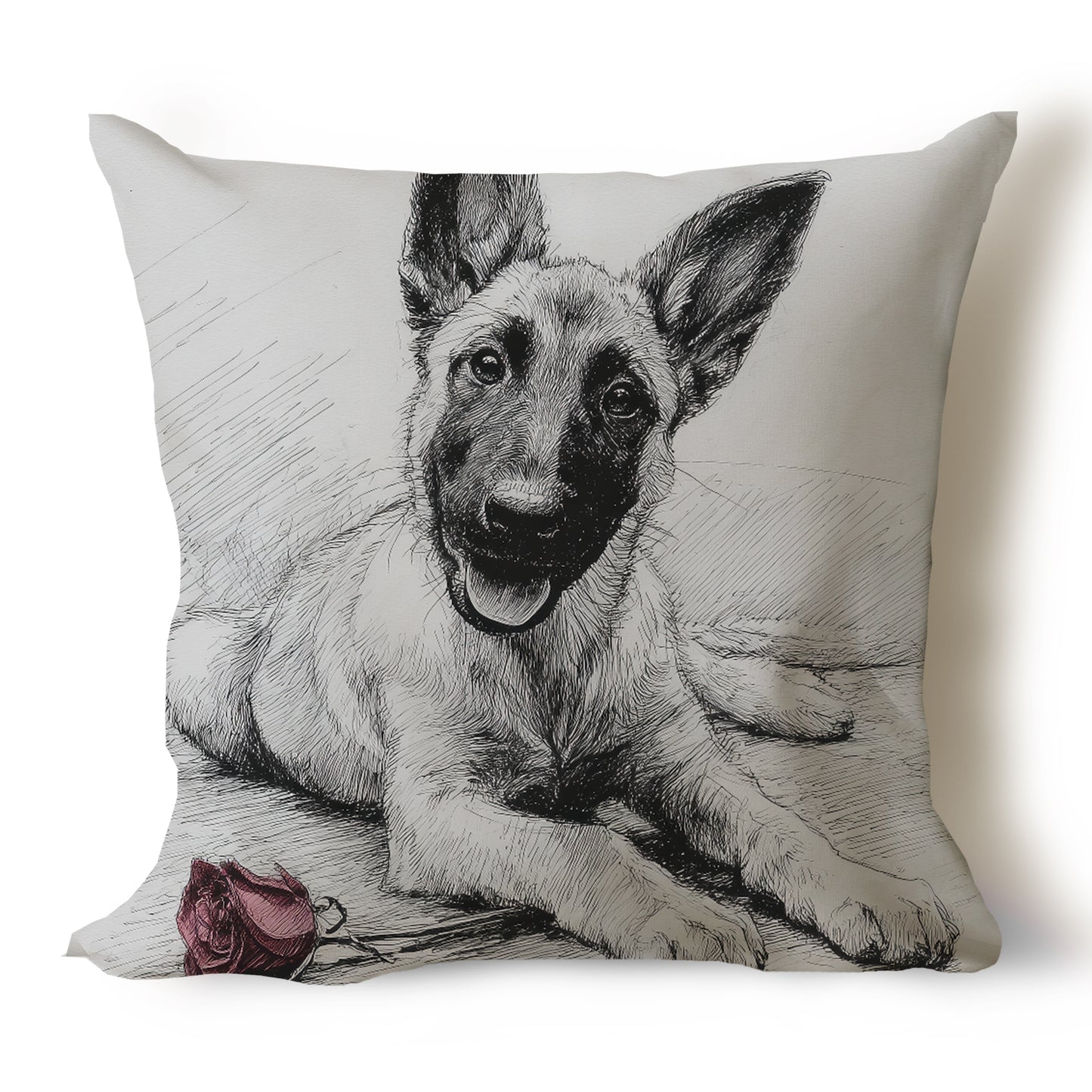 Belgian Malinois Pencil Sketch Artwork Throw Pillow Covers