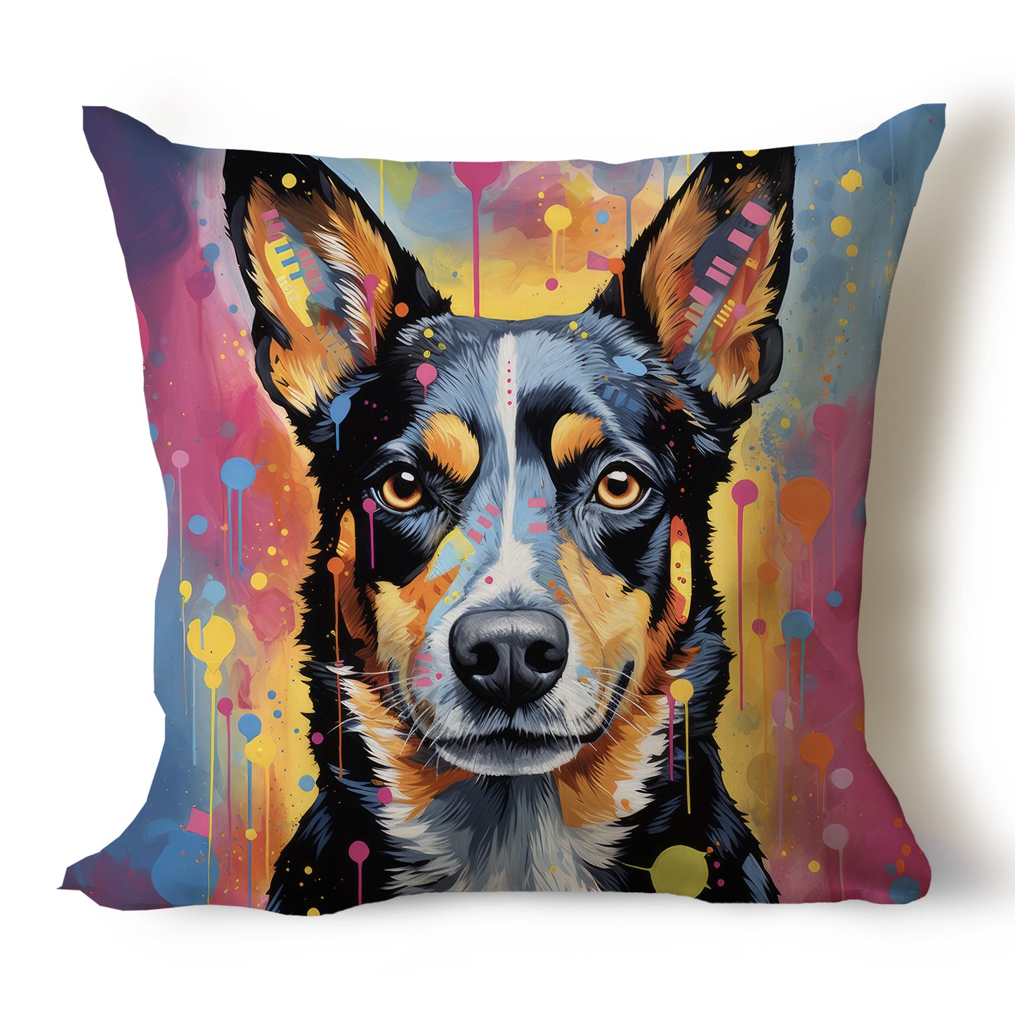 Blue Heeler Pencil Sketch Artwork Throw Pillow Covers