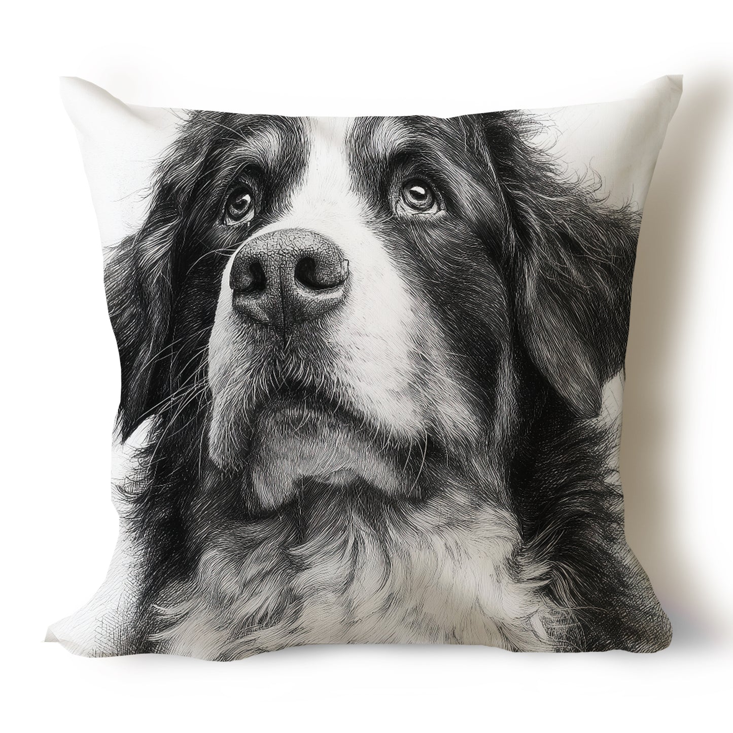 Bernese Mountain Dog Pencil Sketch Artwork Throw Pillow Covers