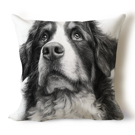Bernese Mountain Dog Pencil Sketch Artwork Throw Pillow Covers