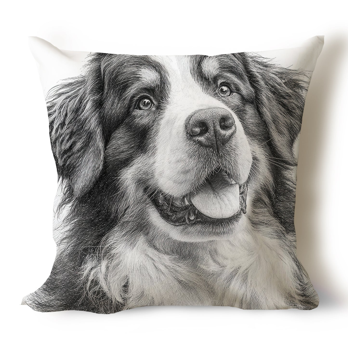 Bernese Mountain Dog Pencil Sketch Artwork Throw Pillow Covers