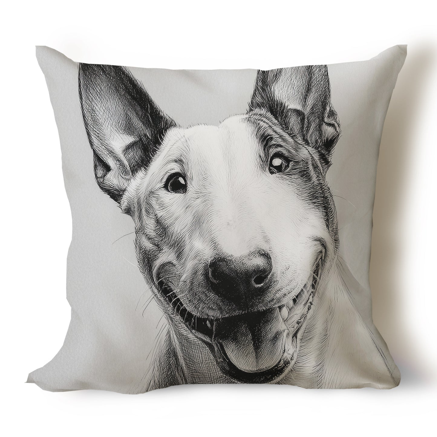 Bull Terrier Pencil Sketch Artwork Throw Pillow Covers