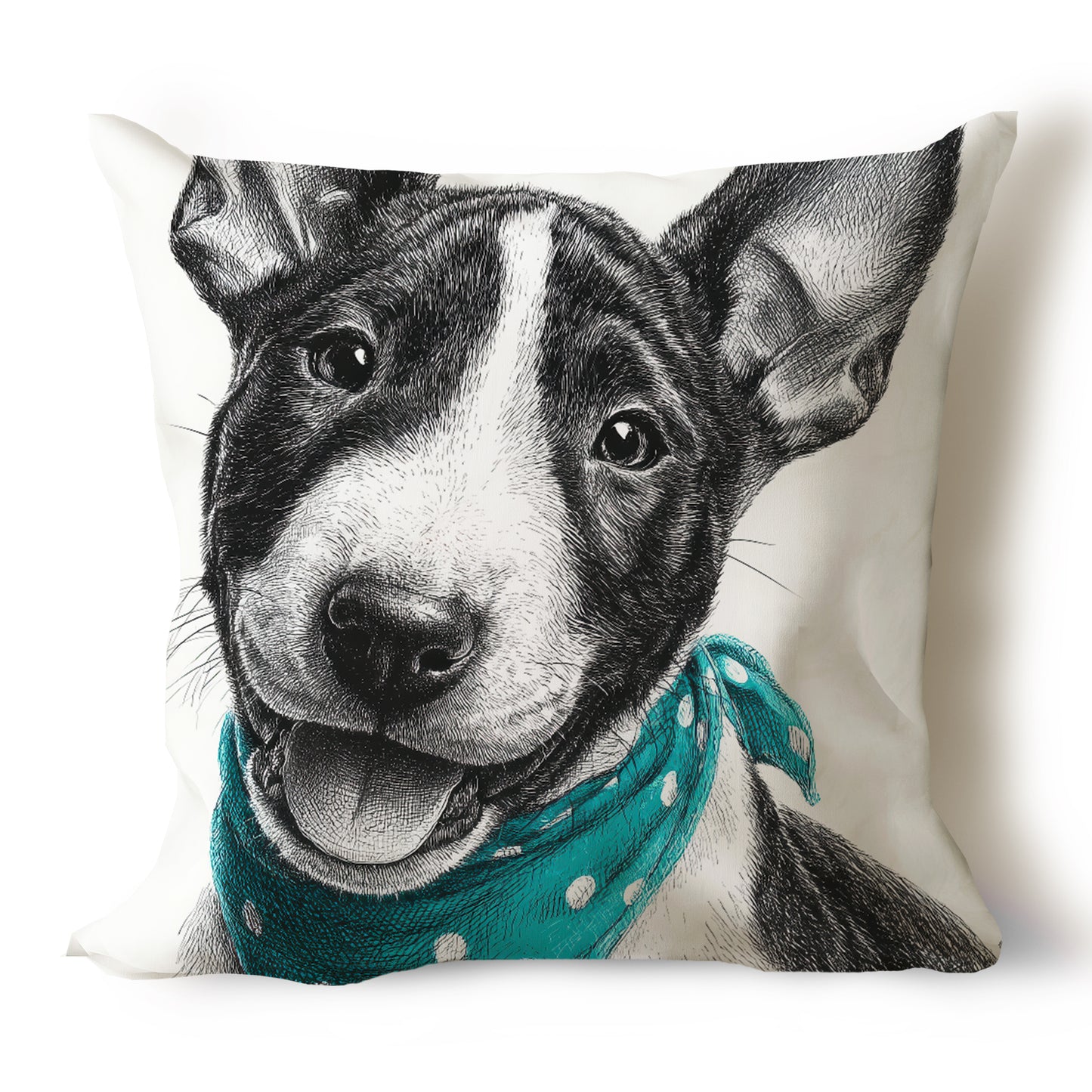 Bull Terrier Pencil Sketch Artwork Throw Pillow Covers