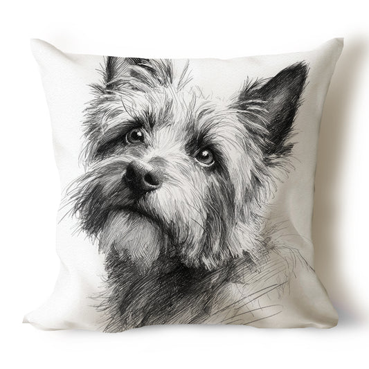Cairn Terrier Pencil Sketch Artwork Throw Pillow Covers