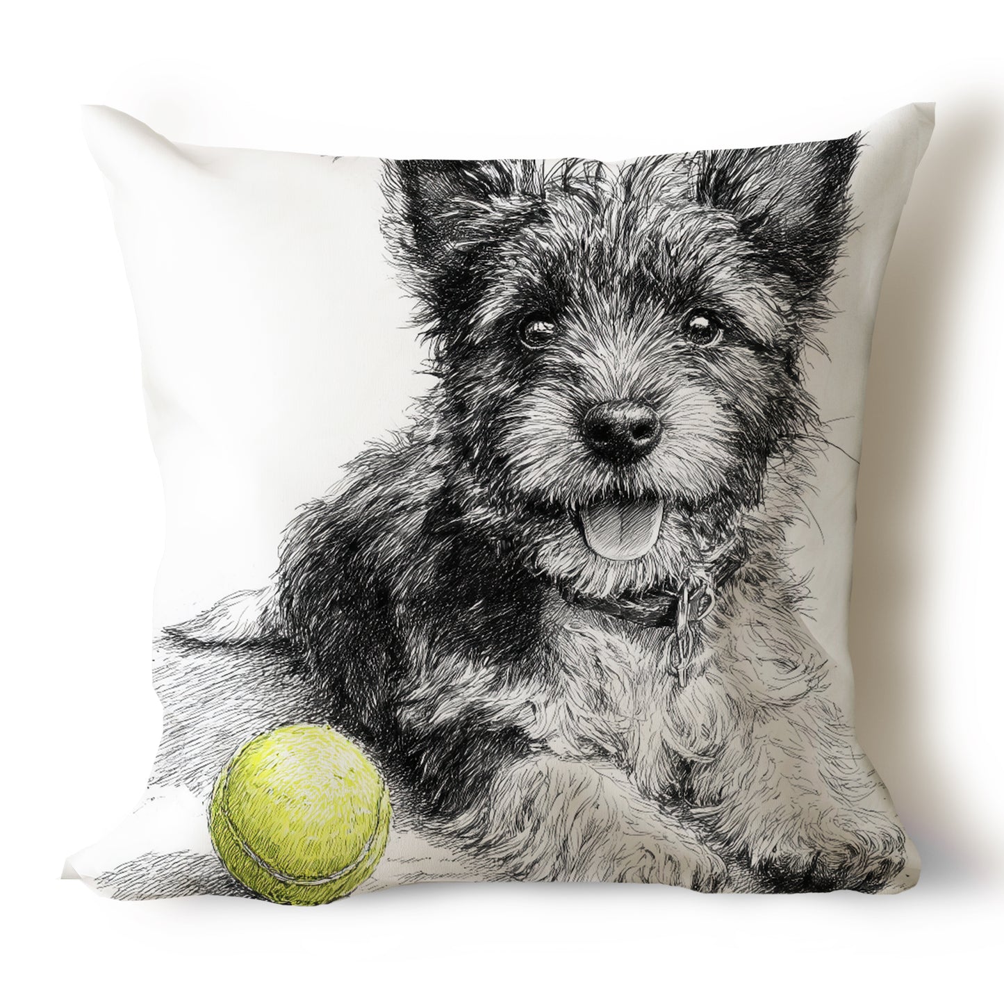 Cairn Terrier Pencil Sketch Artwork Throw Pillow Covers