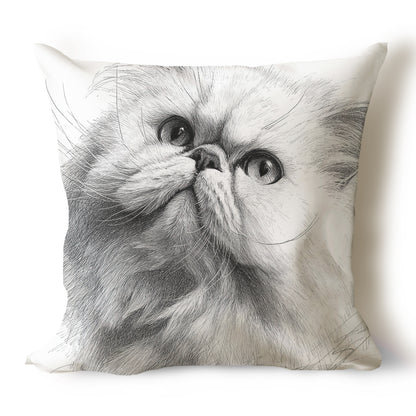 Cats Pencil Sketch Artwork Throw Pillow Covers
