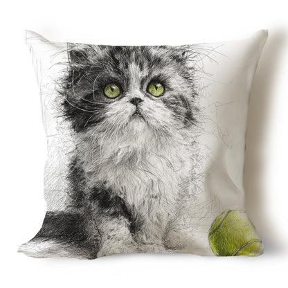 Cats Pencil Sketch Artwork Throw Pillow Covers