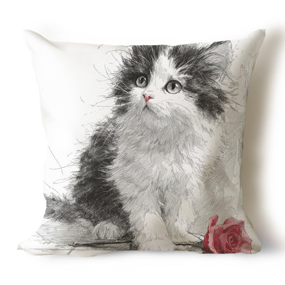 Cats Pencil Sketch Artwork Throw Pillow Covers